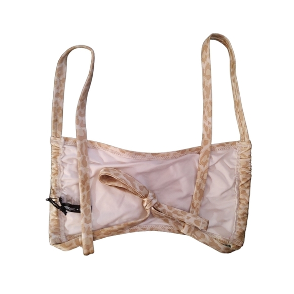 Kendall & Kylie Silky Cream & Tan Color Animal Print Open Back Bikini - Picture 2 of 3